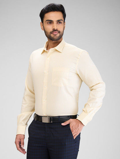 Park Avenue Yellow Stripe Regular Fit Cotton Formal Shirt