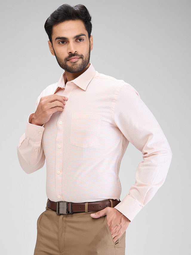 Park Avenue Orange Structure Regular Fit Cotton Formal Shirt