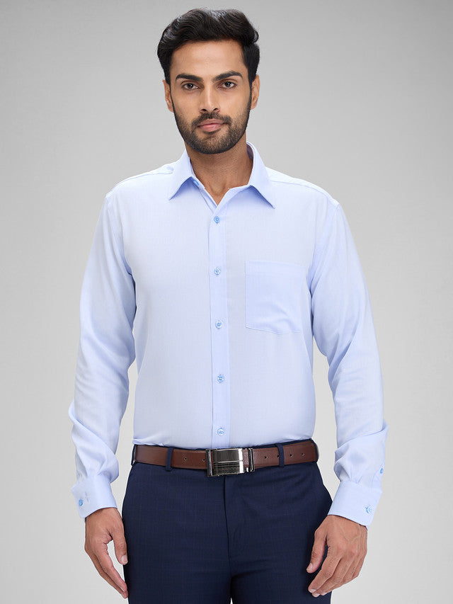 Park Avenue Blue Structure Regular Fit Full Sleeve Cotton Shirt