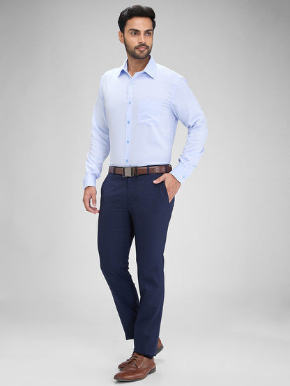 Park Avenue Blue Structure Regular Fit Full Sleeve Cotton Shirt