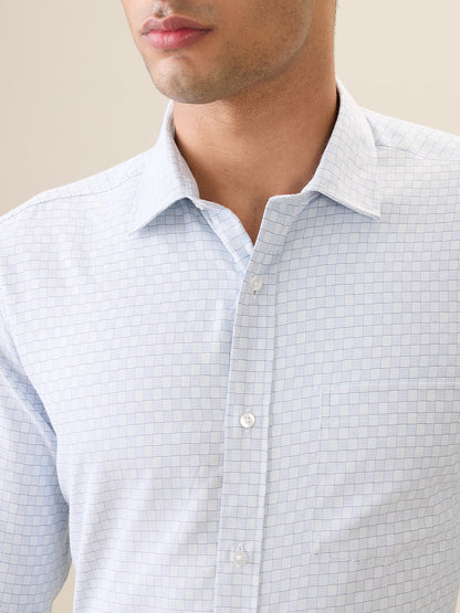 Park Avenue Men Green Checks Regular Fit Polyester Blend Full Sleeve Ainsley Collar Formal Shirt