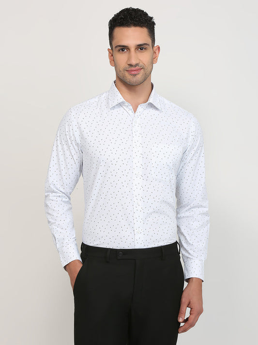 Park Avenue Men Blue Printed Regular Fit Polyester Blend Formal Shirt