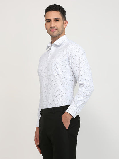 Park Avenue Men Blue Printed Regular Fit Polyester Blend Formal Shirt