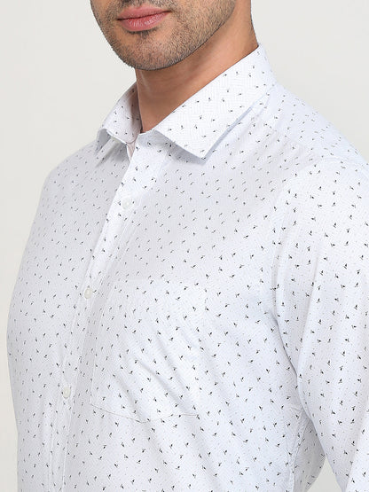 Park Avenue Men Blue Printed Regular Fit Polyester Blend Formal Shirt