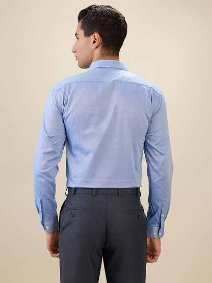 Park Avenue Men Blue Structure Regular Fit Cotton Full Sleeve Ainsley Collar Formal Shirt