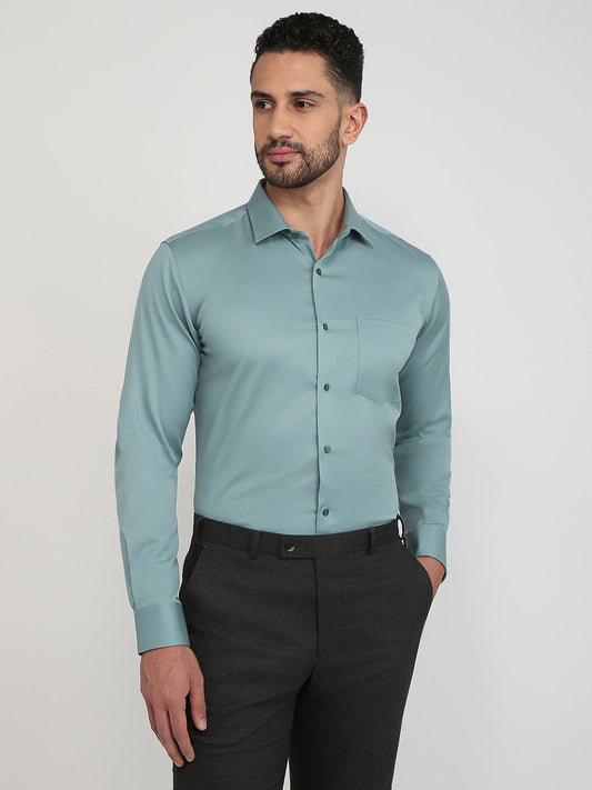 Park Avenue Men Blue Solid Regular Fit Cotton Full Sleeve Formal Shirt