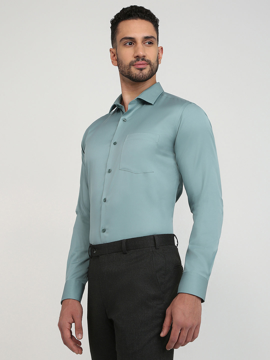 Park Avenue Men Blue Solid Regular Fit Cotton Full Sleeve Formal Shirt