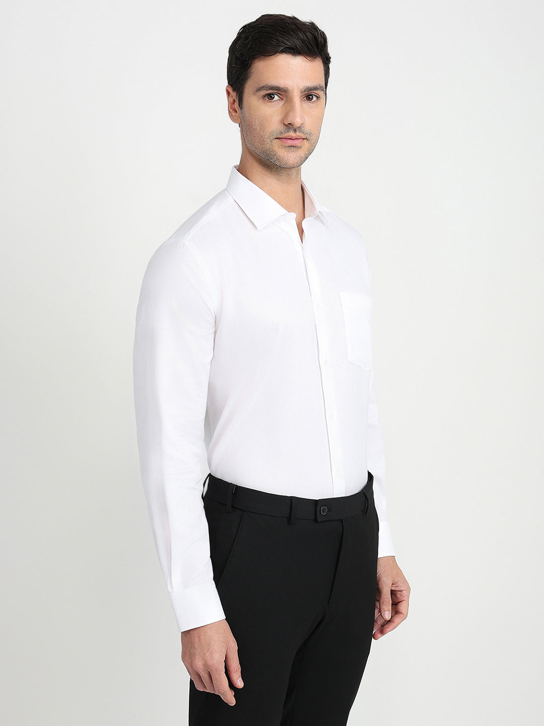 Park Avenue Men White Structure Regular Fit Cotton Full Sleeve Ainsley Collar Formal Shirt
