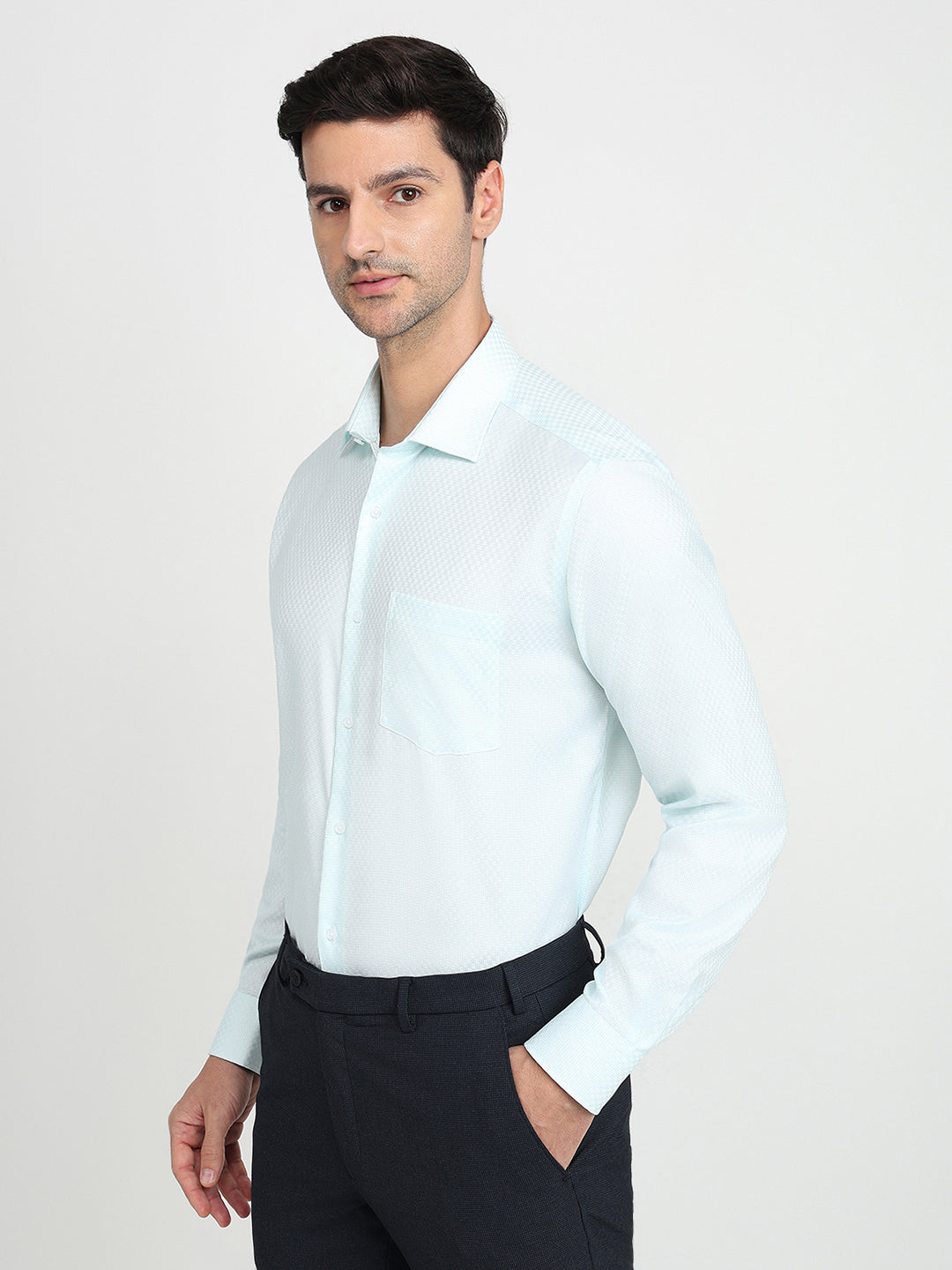 Park Avenue Men Blue Structure Regular Fit Cotton Full Sleeve Ainsley Collar Formal Shirt