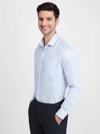 Park Avenue Men Blue Checks Regular Fit Cotton Full Sleeve Ainsley Collar Formal Shirt