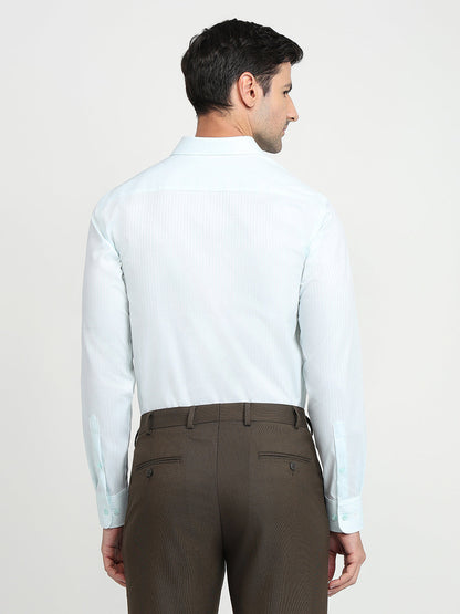 Park Avenue Men Blue Stripe Regular Fit Cotton Full Sleeve Ainsley Collar Formal Shirt