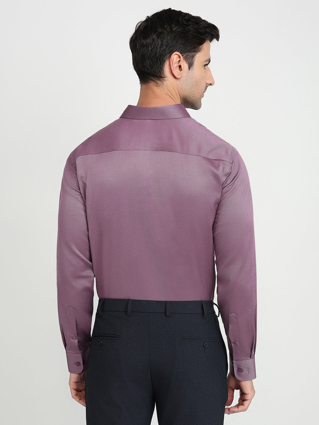 Park Avenue Men Purple Structure Regular Fit Cotton Blend Full Sleeve Ainsley Collar Formal Shirt