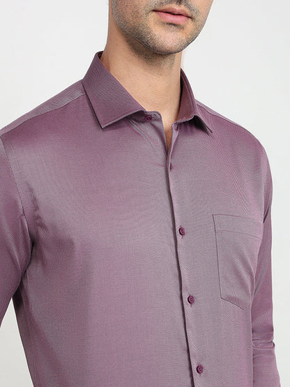 Park Avenue Men Purple Structure Regular Fit Cotton Blend Full Sleeve Ainsley Collar Formal Shirt