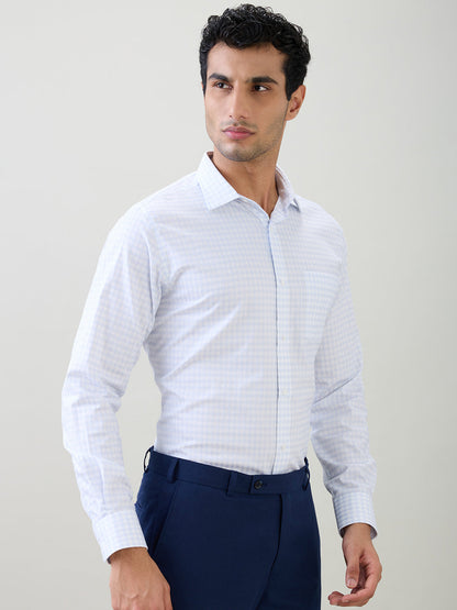 Park Avenue Men Blue Checks Regular Fit Cotton Full Sleeve Formal Shirt