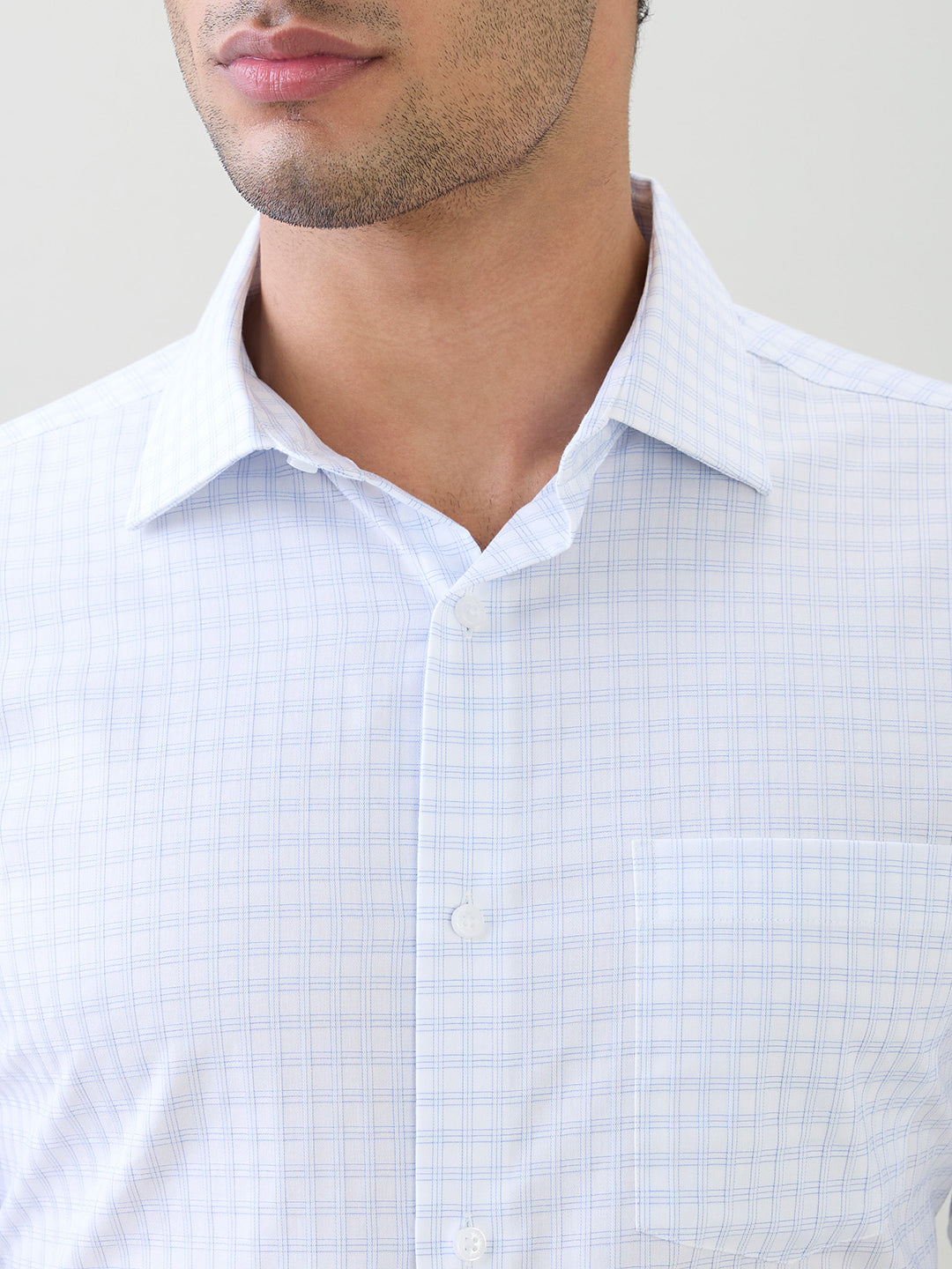 Park Avenue Men Blue Checks Regular Fit Cotton Full Sleeve Formal Shirt