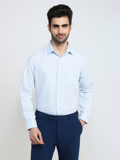 Park Avenue Men Blue Stripe Regular Fit Cotton Full Sleeve Formal Shirt