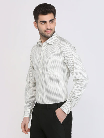 Park Avenue Men Brown Printed Regular Fit Cotton Formal Shirt
