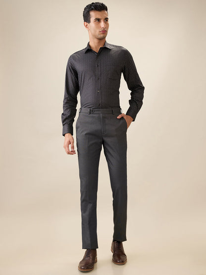 Park Avenue Men Black Printed Regular Fit Cotton Full Sleeve Ainsley Collar Formal Shirt