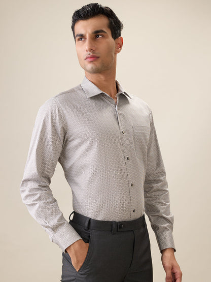 Park Avenue Men Brown Printed Regular Fit Cotton Full Sleeve Ainsley Collar Formal Shirt