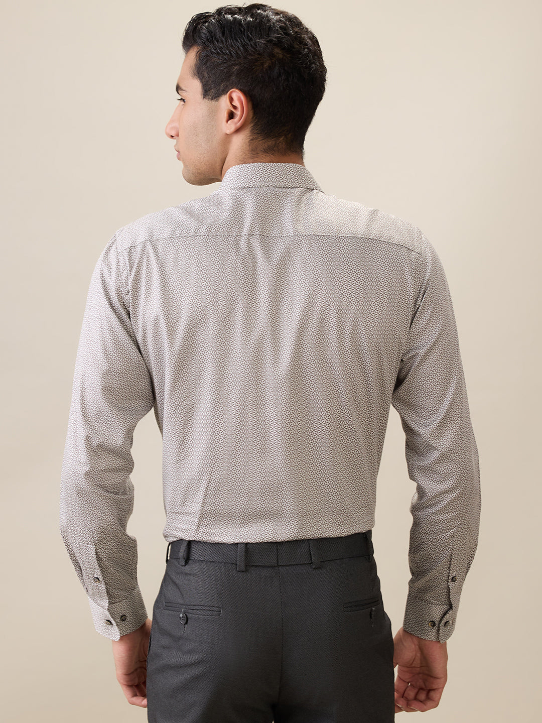 Park Avenue Men Brown Printed Regular Fit Cotton Full Sleeve Ainsley Collar Formal Shirt