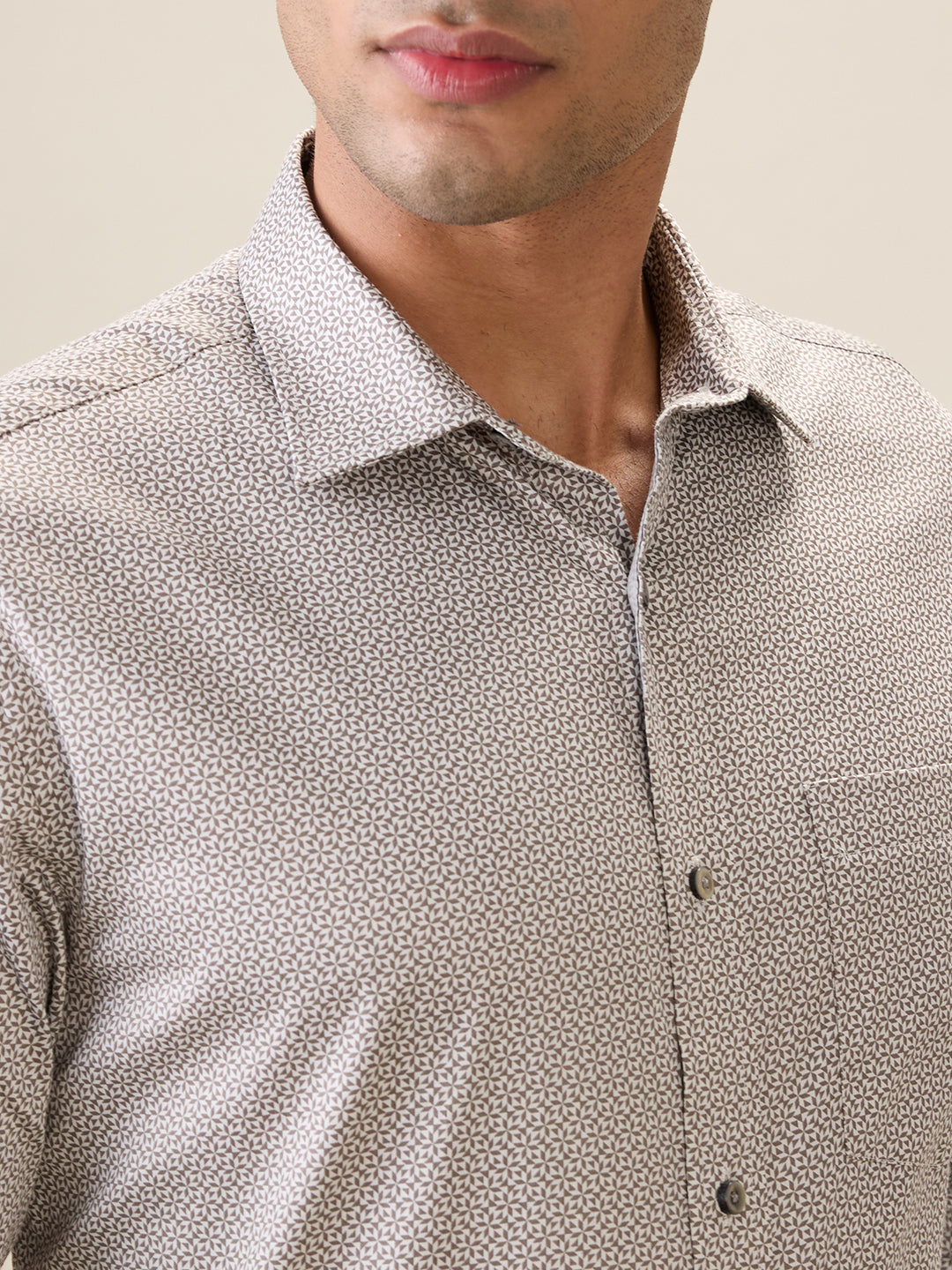 Park Avenue Men Brown Printed Regular Fit Cotton Full Sleeve Ainsley Collar Formal Shirt