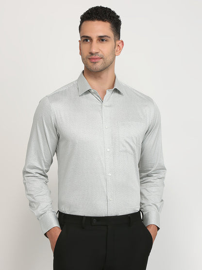 Park Avenue Men Grey Printed Regular Fit Cotton Formal Shirt