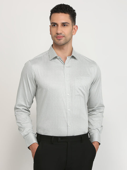 Park Avenue Men Grey Printed Regular Fit Cotton Formal Shirt