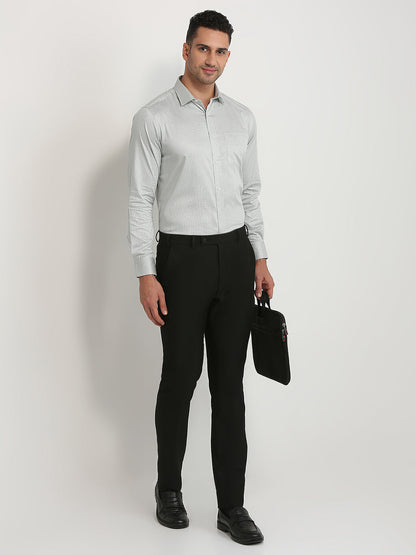 Park Avenue Men Grey Printed Regular Fit Cotton Formal Shirt
