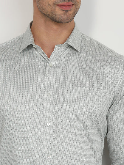 Park Avenue Men Grey Printed Regular Fit Cotton Formal Shirt