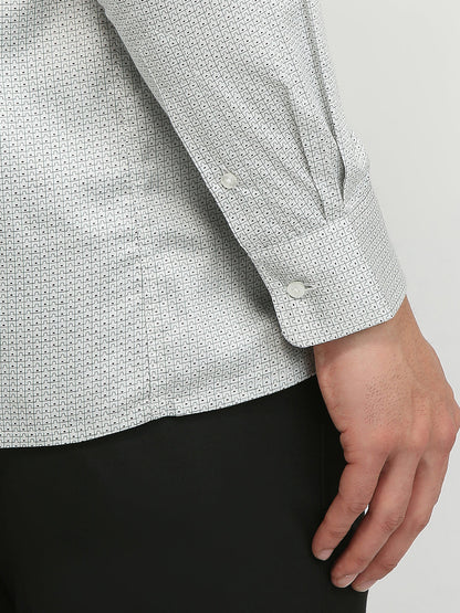 Park Avenue Men Grey Printed Regular Fit Cotton Formal Shirt
