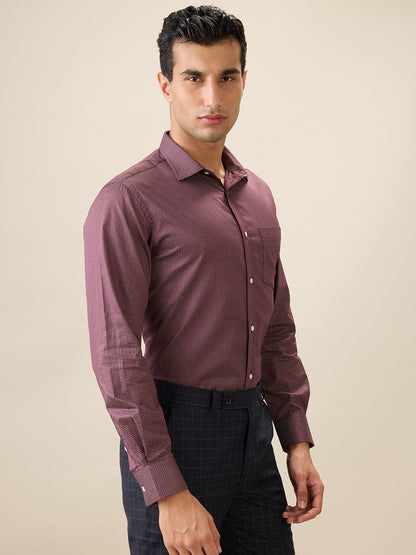 Park Avenue Men Maroon Printed Regular Fit Cotton Full Sleeve Ainsley Collar Formal Shirt