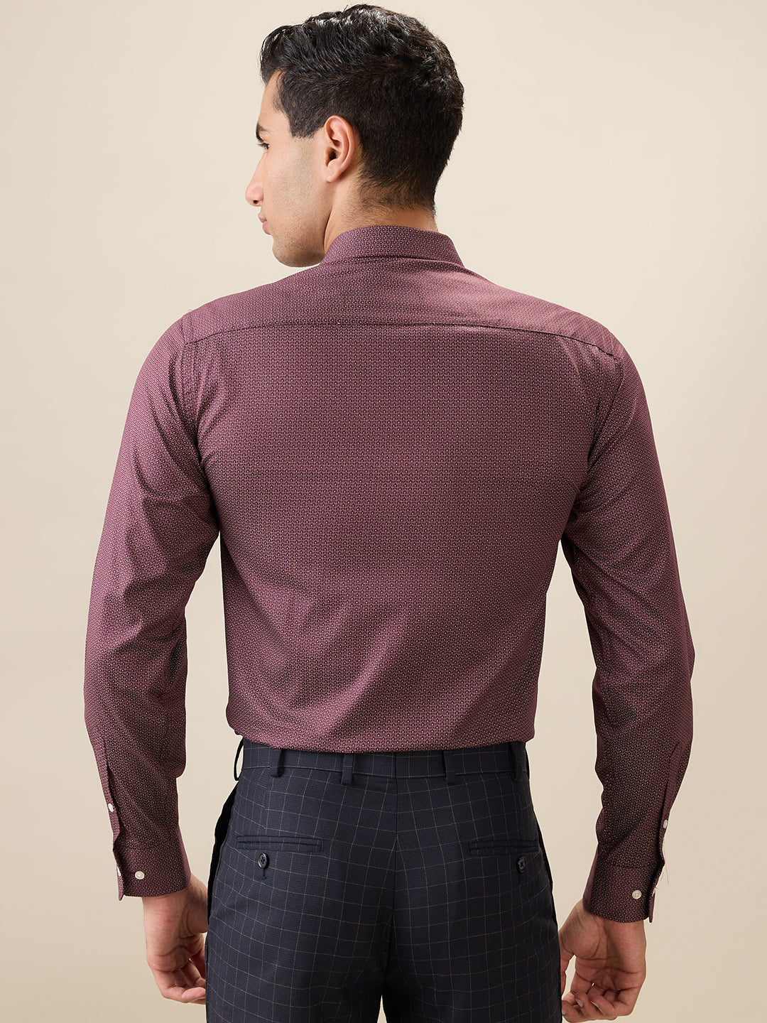 Park Avenue Men Maroon Printed Regular Fit Cotton Full Sleeve Ainsley Collar Formal Shirt