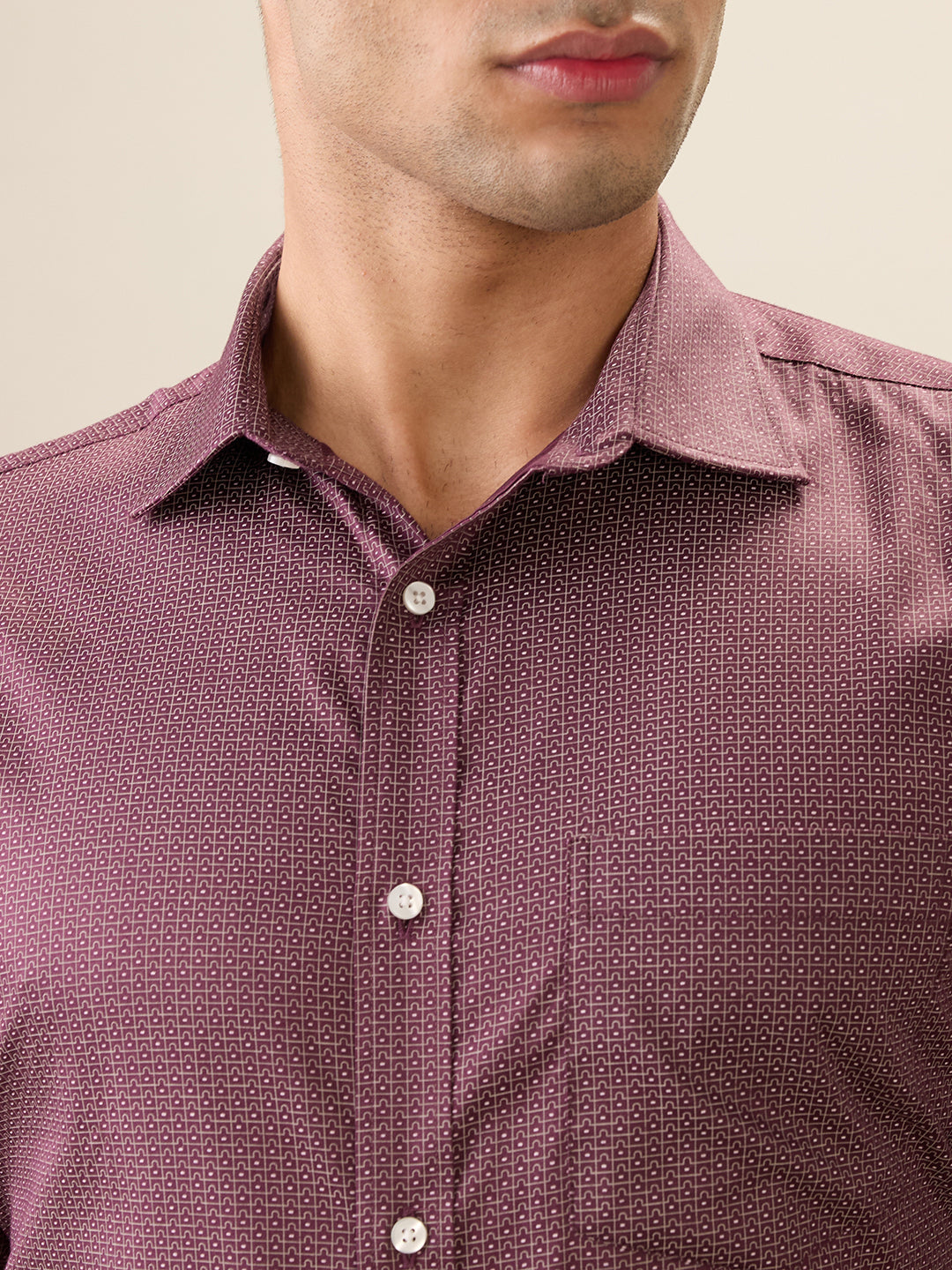 Park Avenue Men Maroon Printed Regular Fit Cotton Full Sleeve Ainsley Collar Formal Shirt