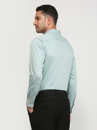 Park Avenue Men Blue Solid Regular Fit Cotton Blend Formal Shirt