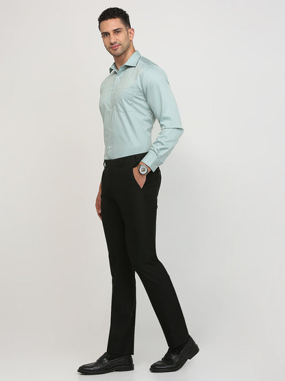 Park Avenue Men Blue Solid Regular Fit Cotton Blend Formal Shirt