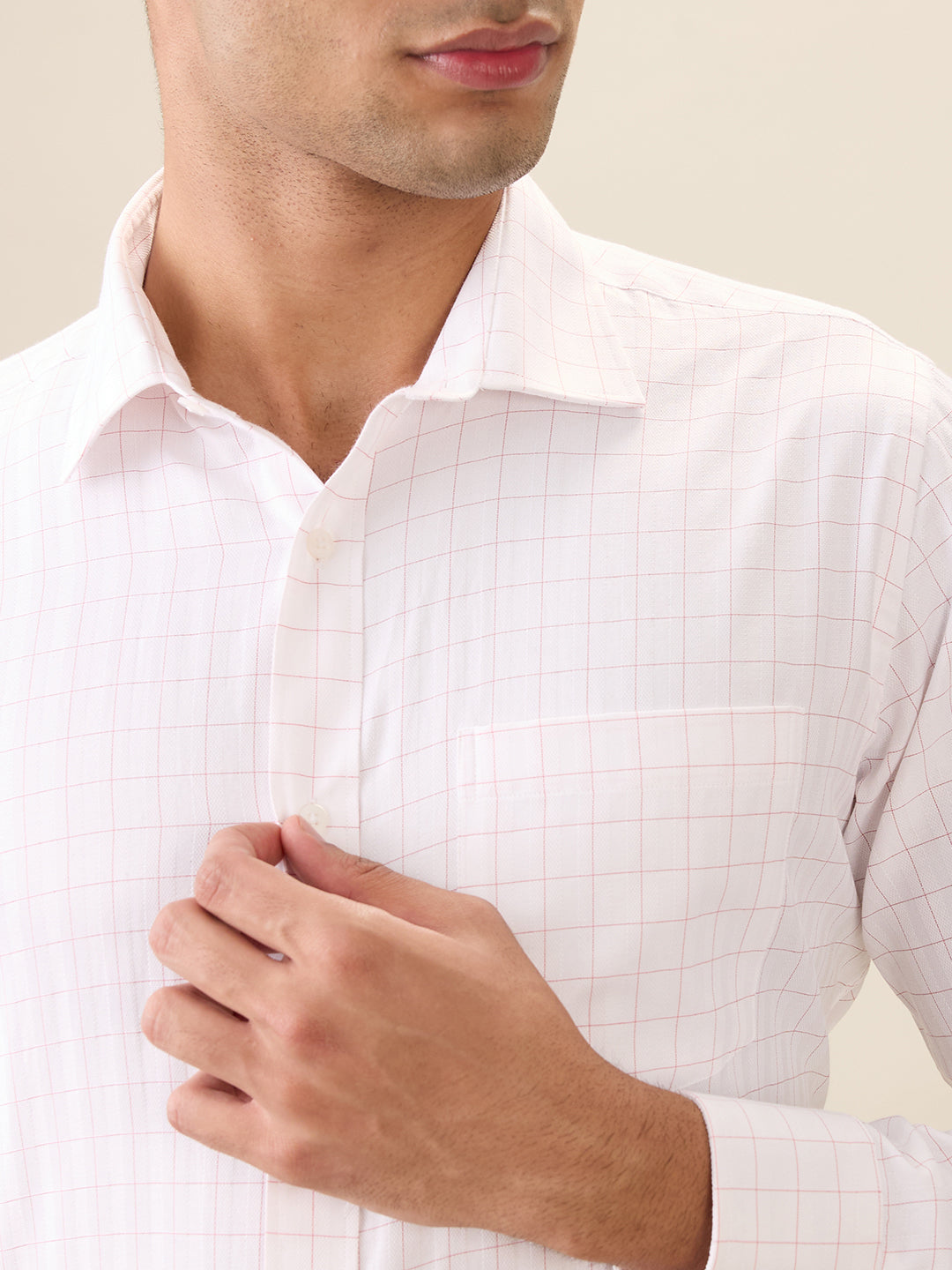 Park Avenue Men Red Checks Regular Fit Cotton Blend Full Sleeve Ainsley Collar Formal Shirt