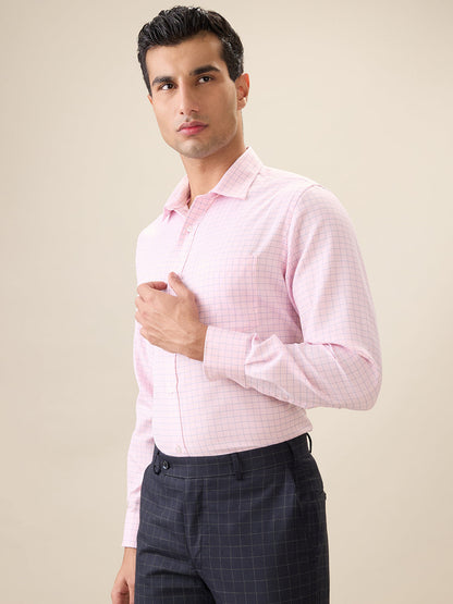 Park Avenue Men Red Checks Regular Fit Cotton Blend Full Sleeve Ainsley Collar Formal Shirt