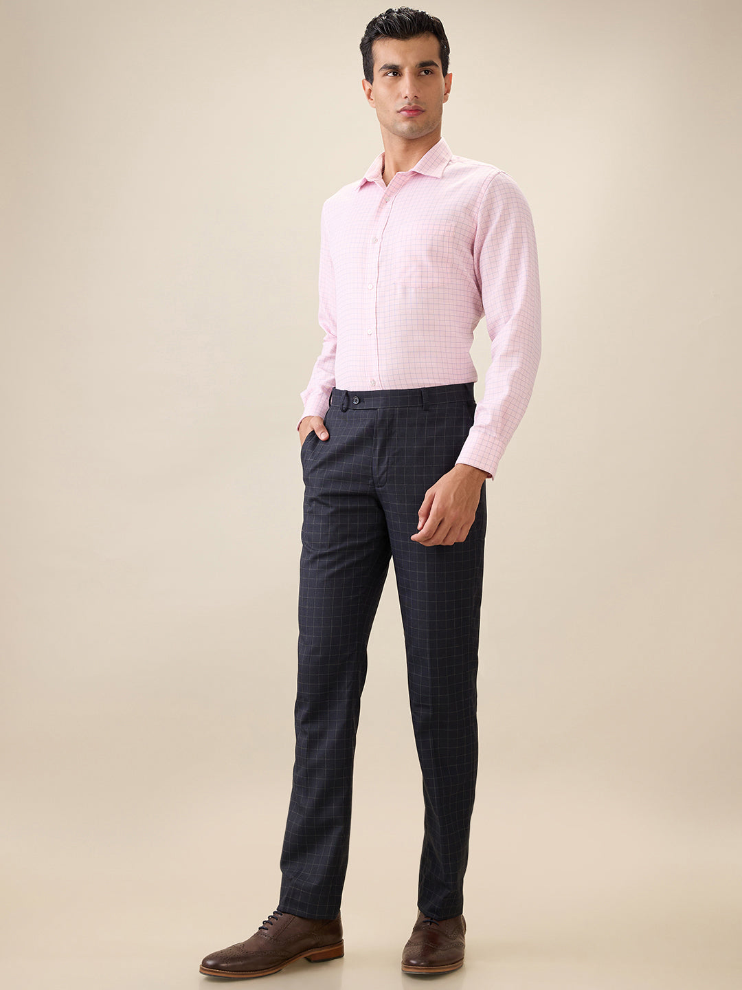 Park Avenue Men Red Checks Regular Fit Cotton Blend Full Sleeve Ainsley Collar Formal Shirt