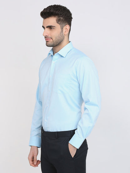 Park Avenue Men Blue Structure Regular Fit Cotton Blend Formal Shirt