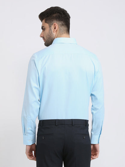 Park Avenue Men Blue Structure Regular Fit Cotton Blend Formal Shirt