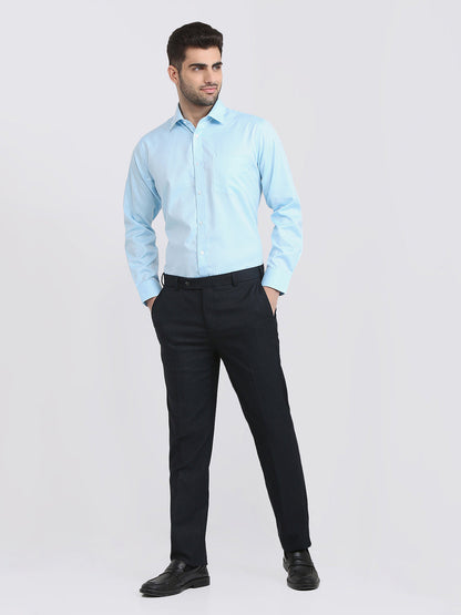 Park Avenue Men Blue Structure Regular Fit Cotton Blend Formal Shirt
