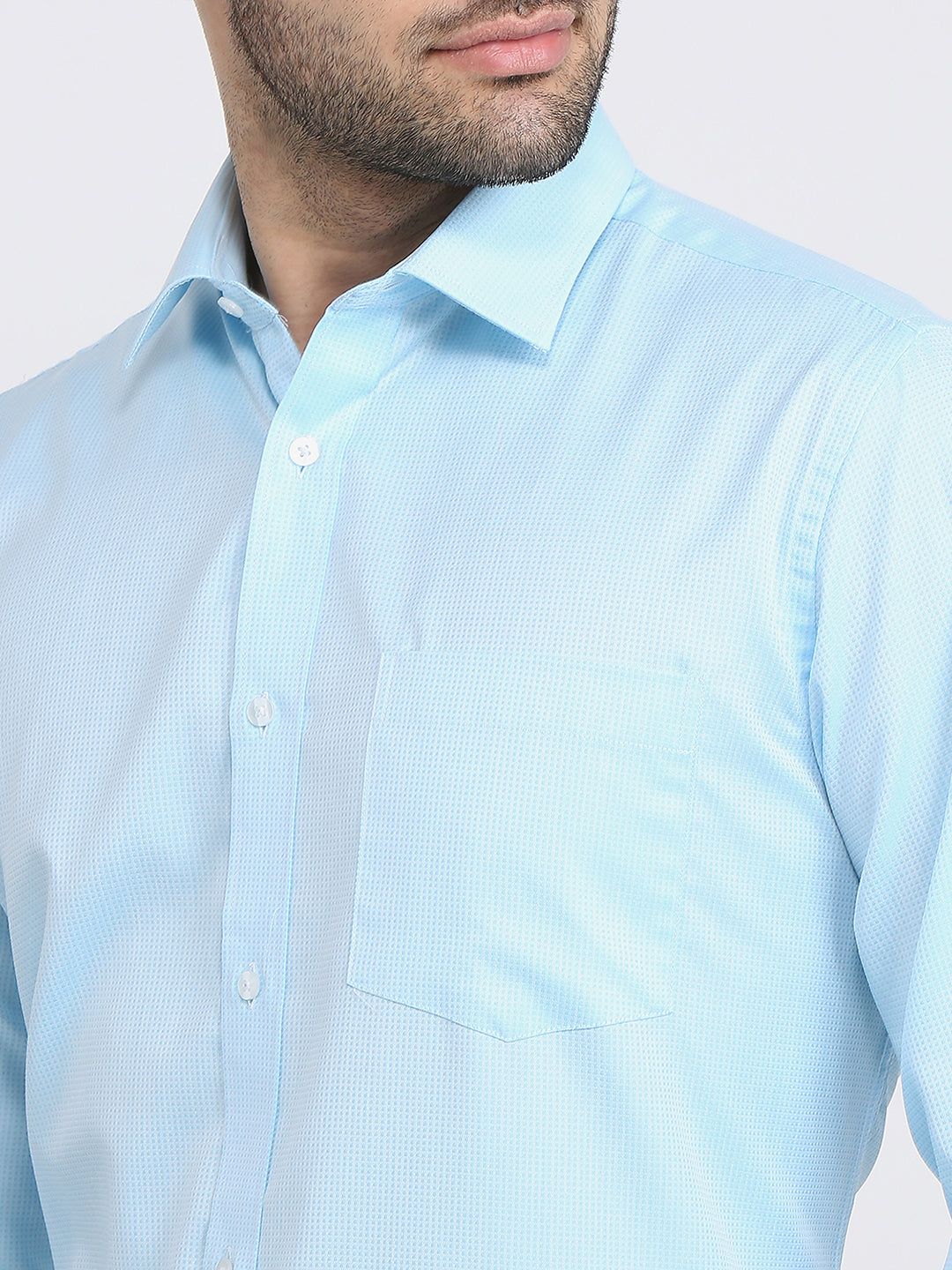 Park Avenue Men Blue Structure Regular Fit Cotton Blend Formal Shirt