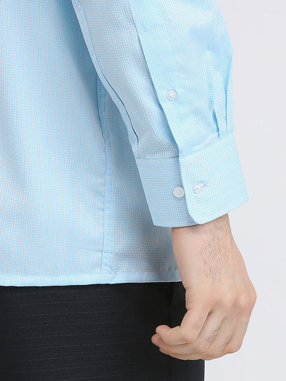 Park Avenue Men Blue Structure Regular Fit Cotton Blend Formal Shirt