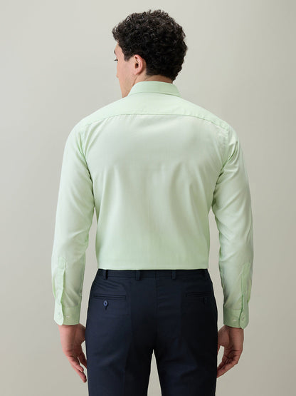 Park Avenue Men Green Structure Regular Fit Cotton Blend Formal Shirt