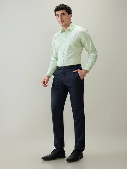 Park Avenue Men Green Structure Regular Fit Cotton Blend Formal Shirt