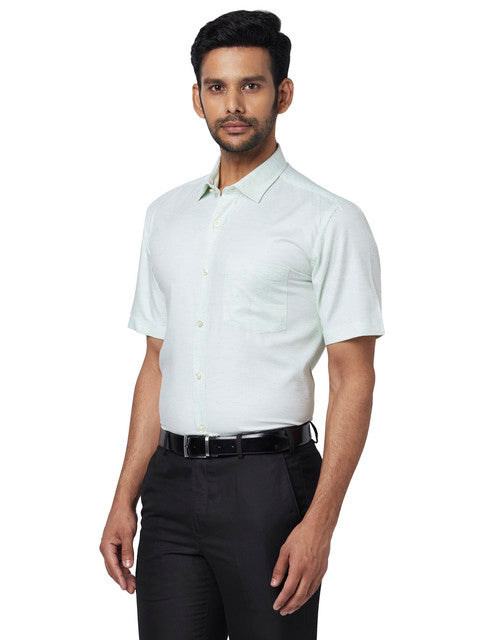 Park Avenue Men Green Piece Dyed Regular Fit Cotton Blend Shirt