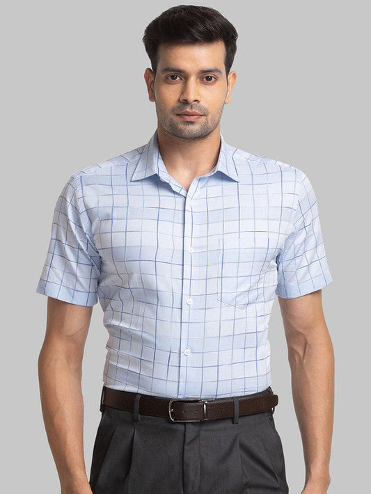 Park Avenue Blue Checks Regular Fit Cotton Formal Shirt
