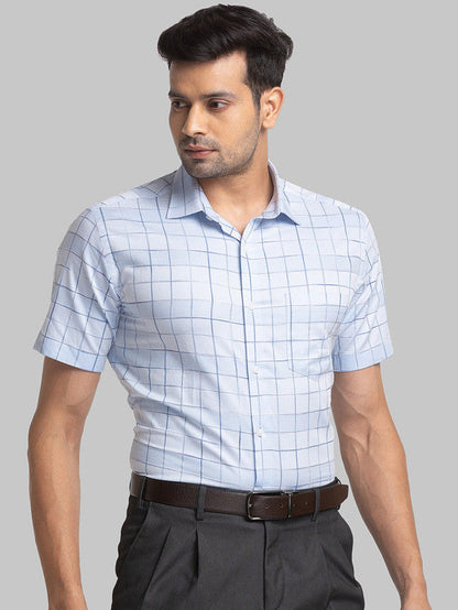 Park Avenue Blue Checks Regular Fit Cotton Formal Shirt