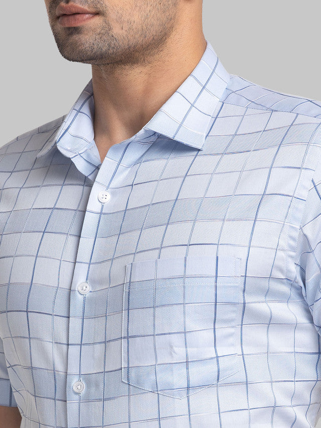 Park Avenue Blue Checks Regular Fit Cotton Formal Shirt