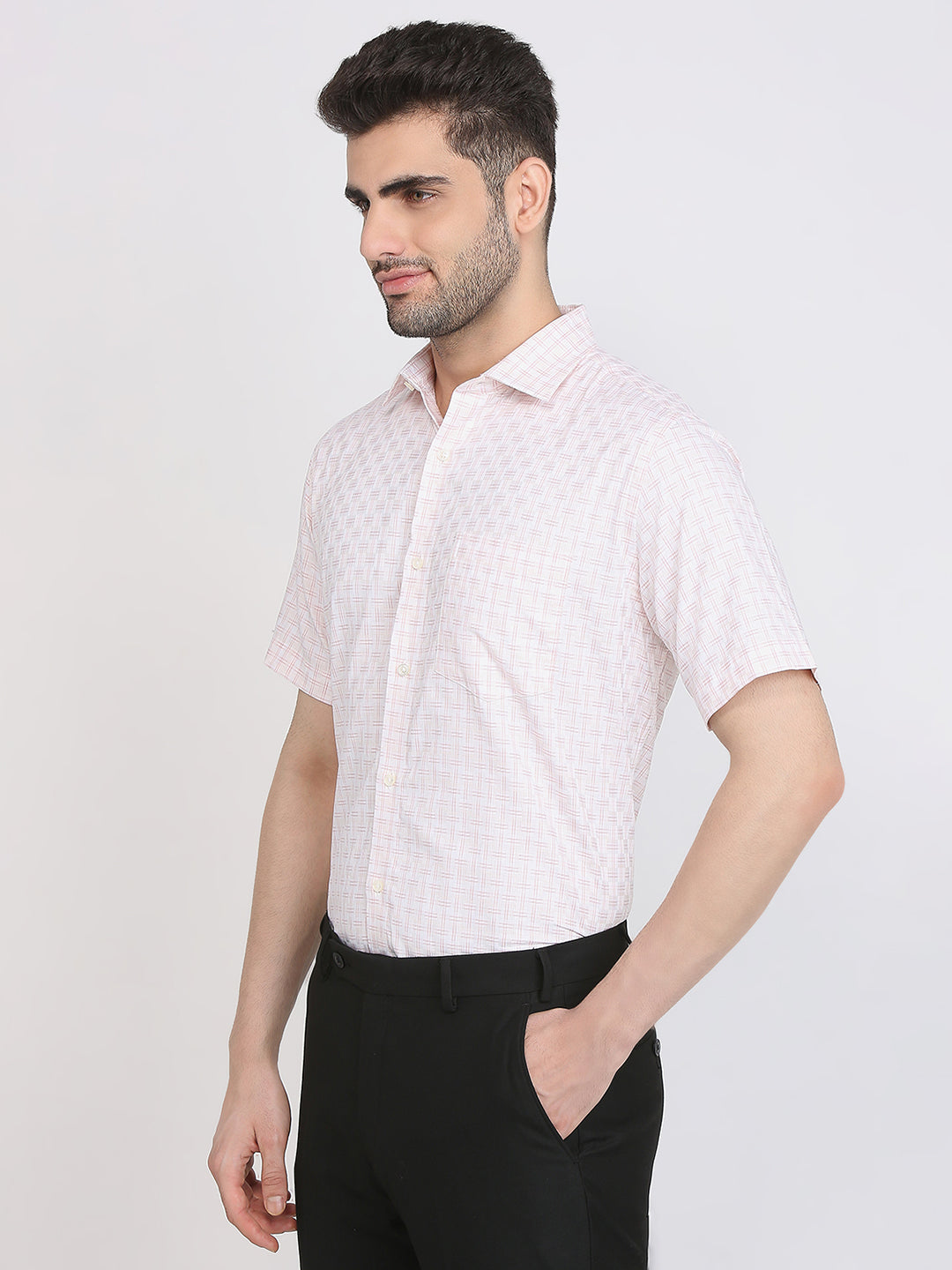 Park Avenue Men Orange Checks Regular Fit Cotton Formal Shirt